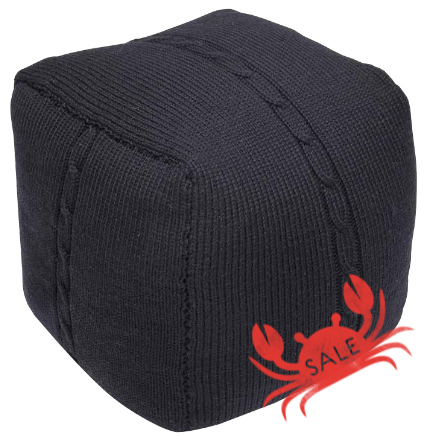 Chunky Cable Pouf - Black