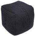 Chunky Cable Pouf  - Black