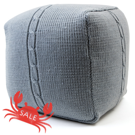 Chunky Cable Pouf - Ice Blue