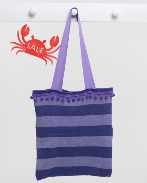 Deck Chair Stripe Beach Bag - Purple