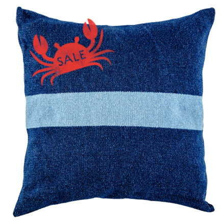 Denim Cushion Cover - Dark Wash with Broad Stripe