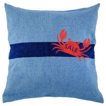 Denim Cushion Cover - Light Wash with Broad Stripe