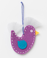 Xmas Decorations - Purple Felt Bird